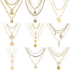 Necklace Set Alloy Metal Geometric Embossed Pendant Electroplating Snake Bone Chain Light Luxury Style Women's