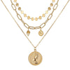Necklace Set Alloy Metal Geometric Embossed Pendant Electroplating Snake Bone Chain Light Luxury Style Women's