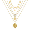 Necklace Set Alloy Metal Geometric Embossed Pendant Electroplating Snake Bone Chain Light Luxury Style Women's