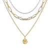 Necklace Set Alloy Metal Geometric Embossed Pendant Electroplating Snake Bone Chain Light Luxury Style Women's