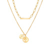 Necklace Set Alloy Metal Geometric Embossed Pendant Electroplating Snake Bone Chain Light Luxury Style Women's