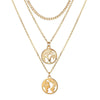 Necklace Set Alloy Metal Geometric Embossed Pendant Electroplating Snake Bone Chain Light Luxury Style Women's