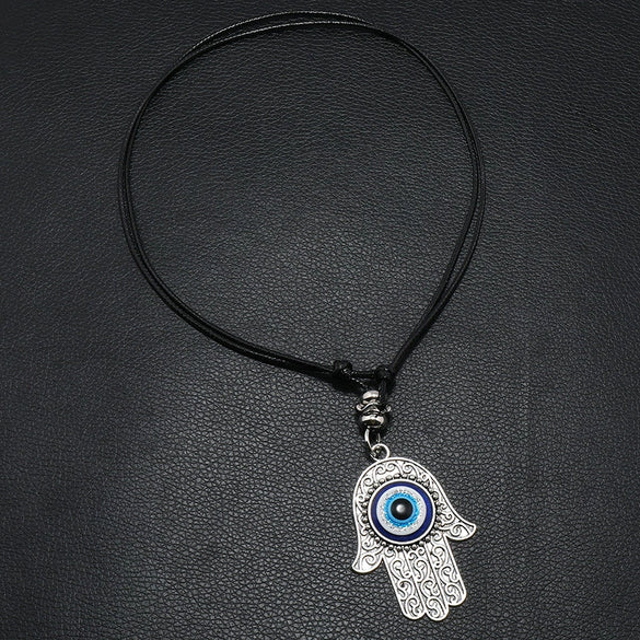 Necklace Set Unisex Geometric Blue Glass Eye Pendant Alloy Inlaid Gemstones