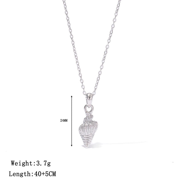 Necklace Shell Conch Pendant Titanium Steel Geometric Simple Retro Light Luxury Women's Electroplating O Word Chain
