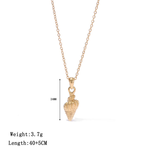 Necklace Shell Conch Pendant Titanium Steel Geometric Simple Retro Light Luxury Women's Electroplating O Word Chain