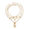 Necklace Shell Piece Starfish Conch Imitation Pearl Alloy Geometric Star Electroplating Women's Fashion