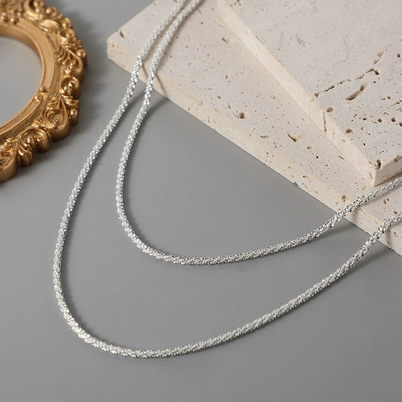 Necklace Silver Doublelayer Twisted Rope Copper Plated With Real Gold Geometric Style Electroplating For Women
