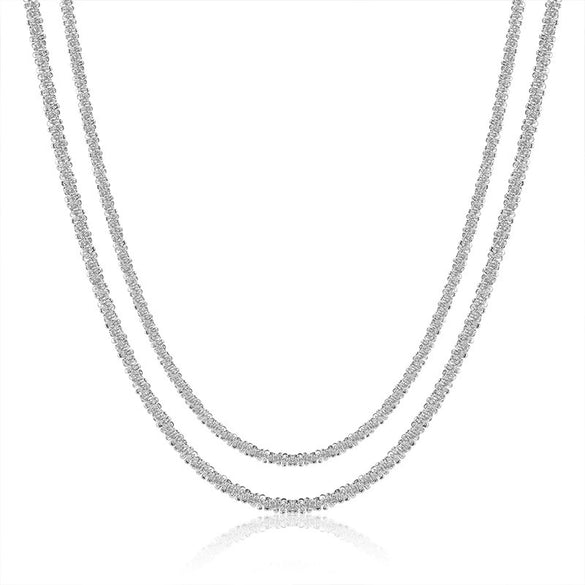 Necklace Silver Doublelayer Twisted Rope Copper Plated With Real Gold Geometric Style Electroplating For Women