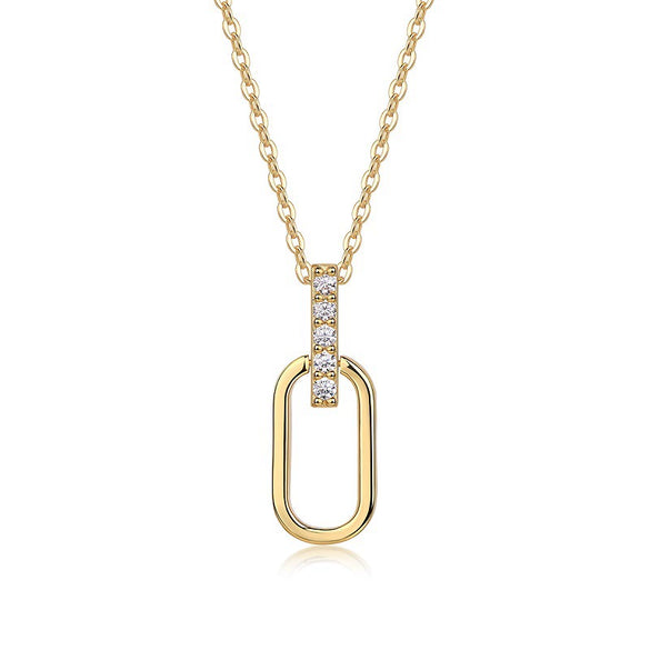 Necklace 925 Silver Geometric Moissanite Inlay Casual U Shaped Stacked Clavicle Chain For Women
