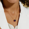 Necklace 925 Silver 9K Gold Plated Amethyst Geometric Retro Style