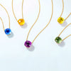 Necklace 925 Silver 9K Gold Plated Amethyst Geometric Retro Style