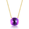 Necklace 925 Silver 9K Gold Plated Amethyst Geometric Retro Style
