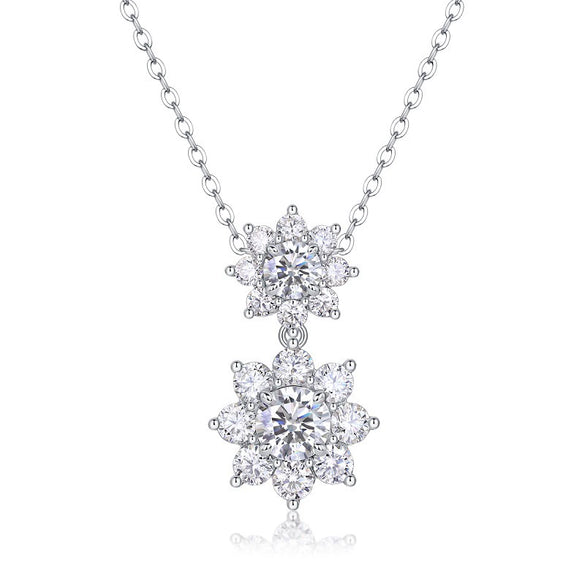Necklace 925 Silver Moissanite Cross Chain Geometric Inlay