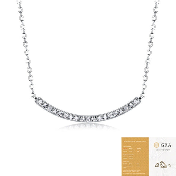 Necklace 925 Silver Moissanite Geometric Cross Chain Inlay For Women