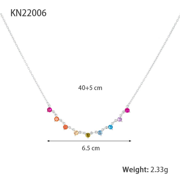 Necklace 925 Silver Sweet Style Dropshaped Electroplating Colorful Zircon