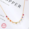 Necklace 925 Silver Sweet Style Dropshaped Electroplating Colorful Zircon