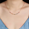 Necklace 925 Silver Sweet Style Dropshaped Electroplating Colorful Zircon