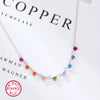 Necklace 925 Silver Sweet Style Dropshaped Electroplating Colorful Zircon