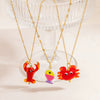 Necklace Small Crab Glass Pendant Stainless Steel Electroplating Clavicle Chain For Women