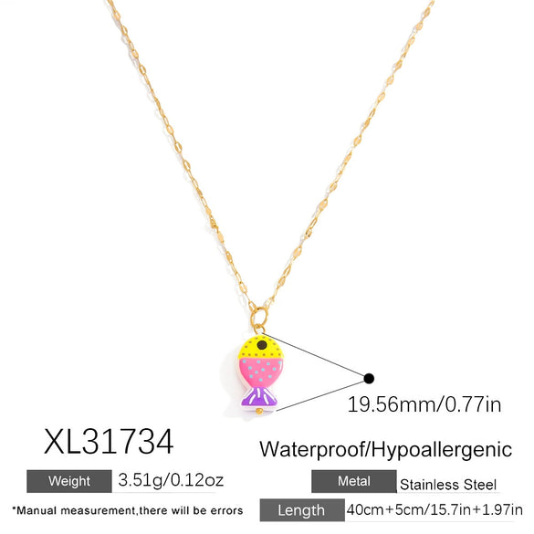 Necklace Small Crab Glass Pendant Stainless Steel Electroplating Clavicle Chain For Women