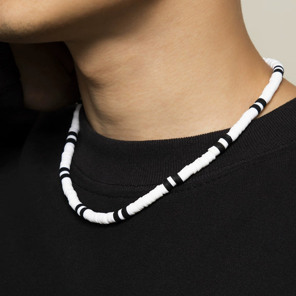Necklace Soft Pottery Geometric Black And White Splicing