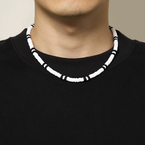 Necklace Soft Pottery Geometric Black And White Splicing