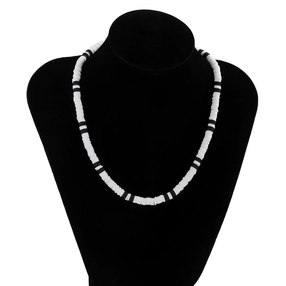 Necklace Soft Pottery Geometric Black And White Splicing