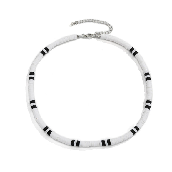 Necklace Soft Pottery Geometric Black And White Splicing
