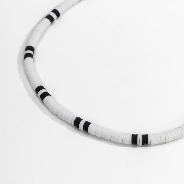 Necklace Soft Pottery Geometric Black And White Splicing