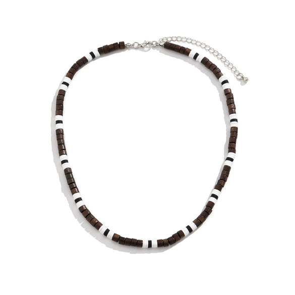 Necklace Soft Pottery Geometric Splicing Wooden Beads Men's