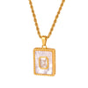 Necklace Square Shellfish Zircon Pendant 316L Stainless Steel Geometric Electroplating Twist Chain Luxury Style