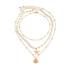 Necklace Stacking Style Animal Geometric Alloy Copperclad Iron Chain Starfish Fan Shell Pendant Electroplated