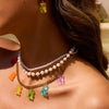 Necklace Stainless Steel Acrylic Color Tassel Bear Pendant Electroplating