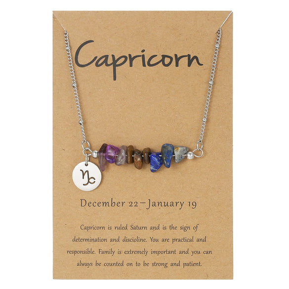 Necklace Stainless Steel Alloy Gravel Geometric Constellation Pendant O Word Chain