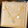 Necklace Stainless Steel Animal Zodiac Double Layer Stacked Wear With Starfish Shell Pendant And O Word Chain Electroplated