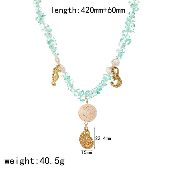 Necklace Stainless Steel Animal Zodiac Geometric Conch Shell Pendant Electroplating For Women
