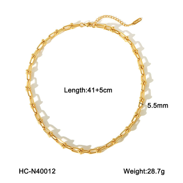 Necklace Stainless Steel Artificial Crystal Geometric Ushaped Horseshoe Buckle Electroplating Women