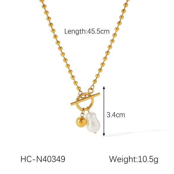 Necklace Stainless Steel Ball Chain Geometric Electroplating Women