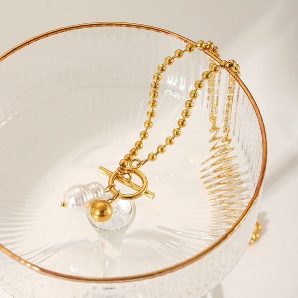 Necklace Stainless Steel Ball Chain Geometric Electroplating Women