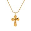 Necklace Stainless Steel Ball Chain Inlaid Tiger's Eye Stone With Three Dimensional Hammer Geometric Pattern Electroplating For Women