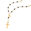 Necklace Stainless Steel Black Glass Bead Cross Pendant Yshaped Chain Electroplating