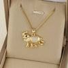 Necklace Stainless Steel Box Chain With Animal Elephant Pendant Mixed Gemstone Setting Electroplated Simple Geometry Style For Women