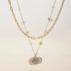 Necklace Stainless Steel Colored Gravel Rhombus Electroplating Women's Light Luxury Fresh Style