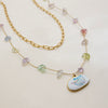 Necklace Stainless Steel Colored Gravel Rhombus Electroplating Women's Light Luxury Fresh Style