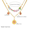 Necklace Stainless Steel Colorful Transparent Irregular Gravel Beaded Flower Chain Stacked Doublelayer Electroplating