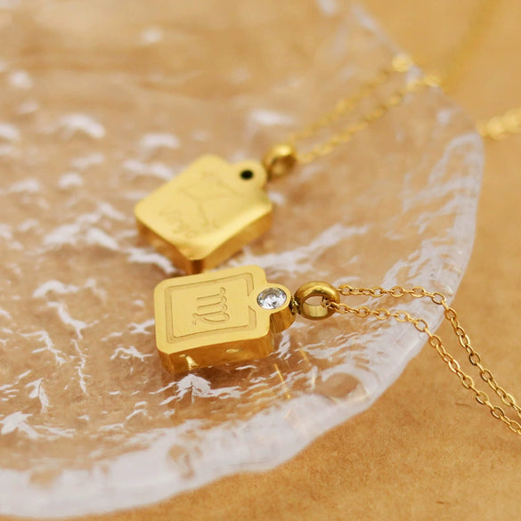 Necklace Stainless Steel Constellation Pendant Titanium Steel 18K Gold Plated