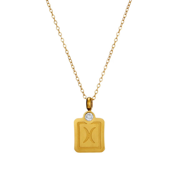 Necklace Stainless Steel Constellation Pendant Titanium Steel 18K Gold Plated