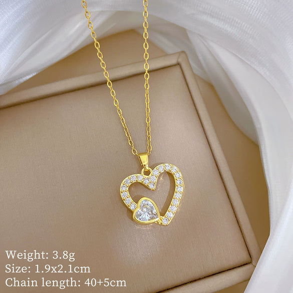 Necklace Stainless Steel Copper Animal Zodiac Cartoon Heart Love Full Diamond Style