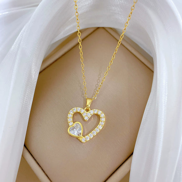 Necklace Stainless Steel Copper Animal Zodiac Cartoon Heart Love Full Diamond Style