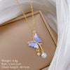 Necklace Stainless Steel Copper Blue Butterfly Pearl Full Diamond Geometric Cartoon Style